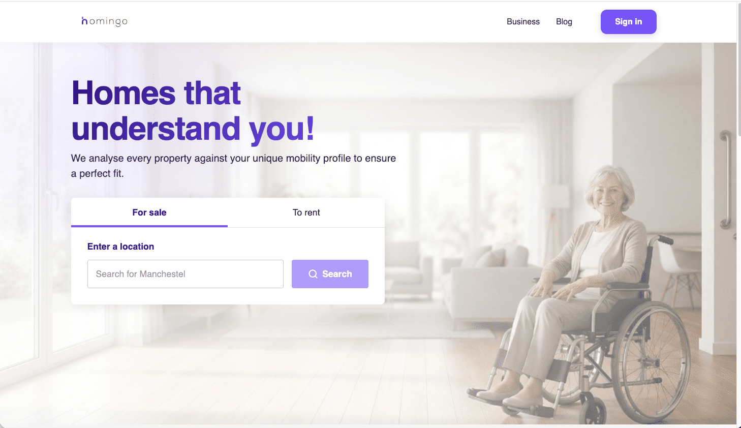 Homingo homepage